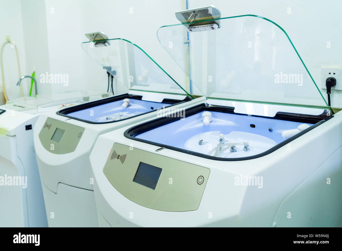 Endoscope cleaning workstation, modern medical equipment Stock Photo