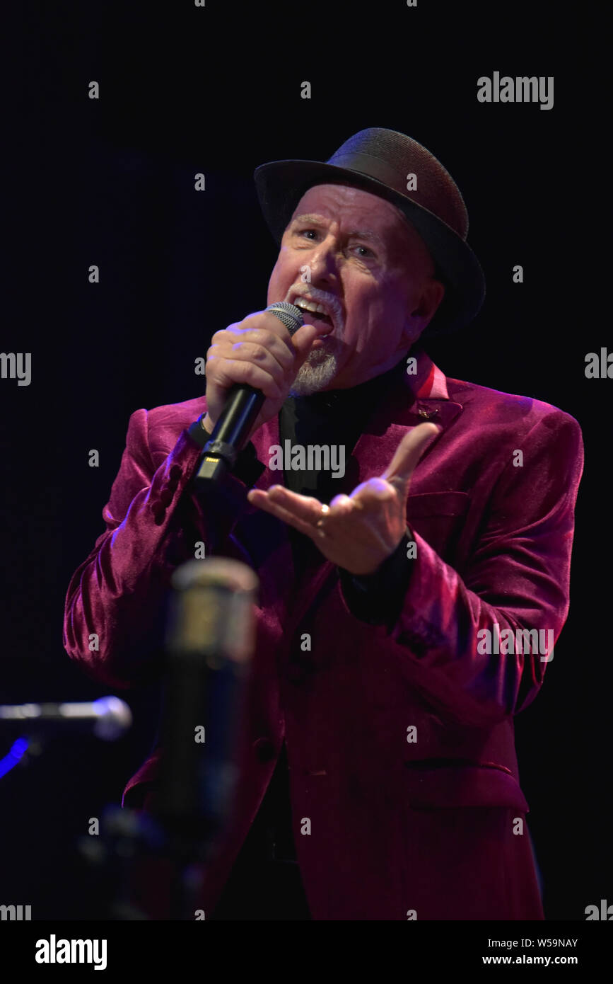 LOS ANGELES, CALIFORNIA - JULY 03: Singer Gary Stockdale performs onstage during the California Saga 2 Benefit Concert at Ace Hotel on July 03, 2019 i Stock Photo