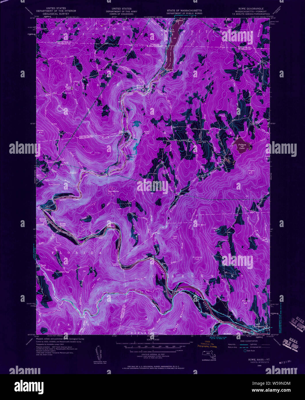 Massachusetts USGS Historical Topo Map MA Rowe 350507 1944 24000