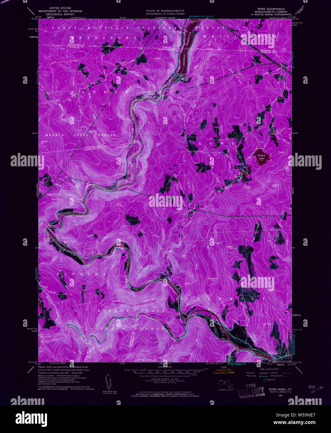 Massachusetts USGS Historical Topo Map MA Rowe 350509 1960 24000
