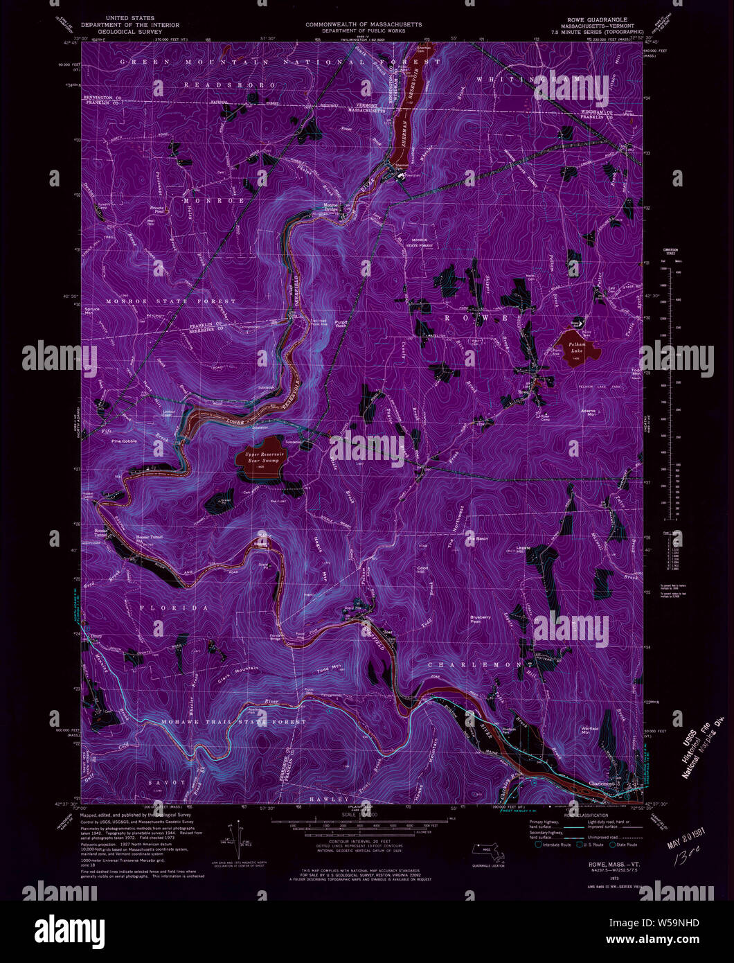 Massachusetts USGS Historical Topo Map MA Rowe 350512 1973 24000