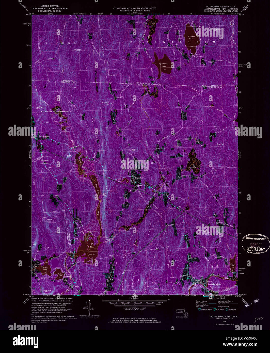 Massachusetts USGS Historical Topo Map MA Royalston 350518 1971 24000