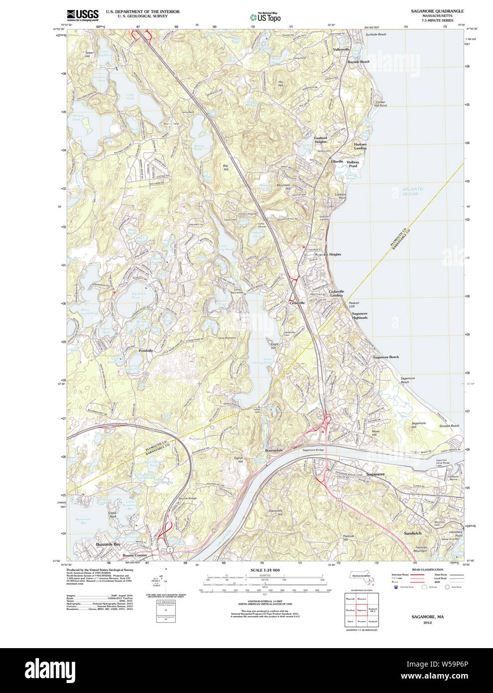 Massachusetts USGS Historical Topo Map MA Sagamore 20120522 TM