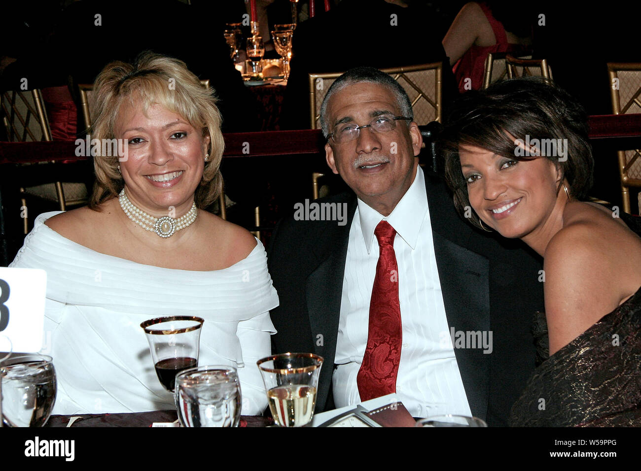 New York, USA. 11 February, 2008. Nancy Armand-Phipps, James A. 'Buff' Parham, Rene Syler at the Red Ball: Evidence's 'Grace in Winter' gala at The Hudson Theater, Millennium Broadway Hotel. Credit: Steve Mack/Alamy Stock Photo