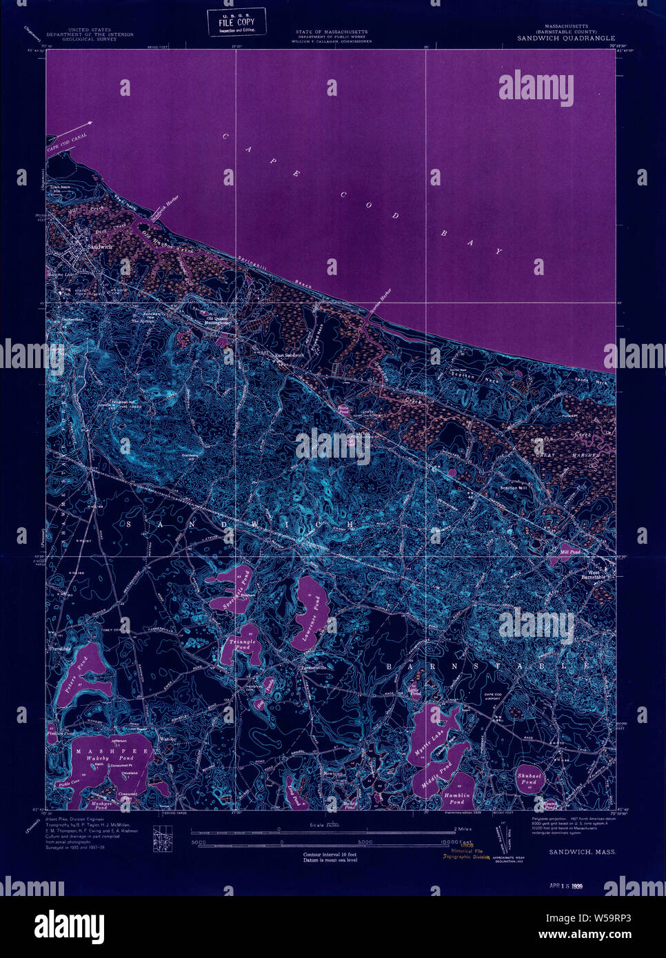 Massachusetts USGS Historical Topo Map MA Sandwich 350531 1939 24000 ...