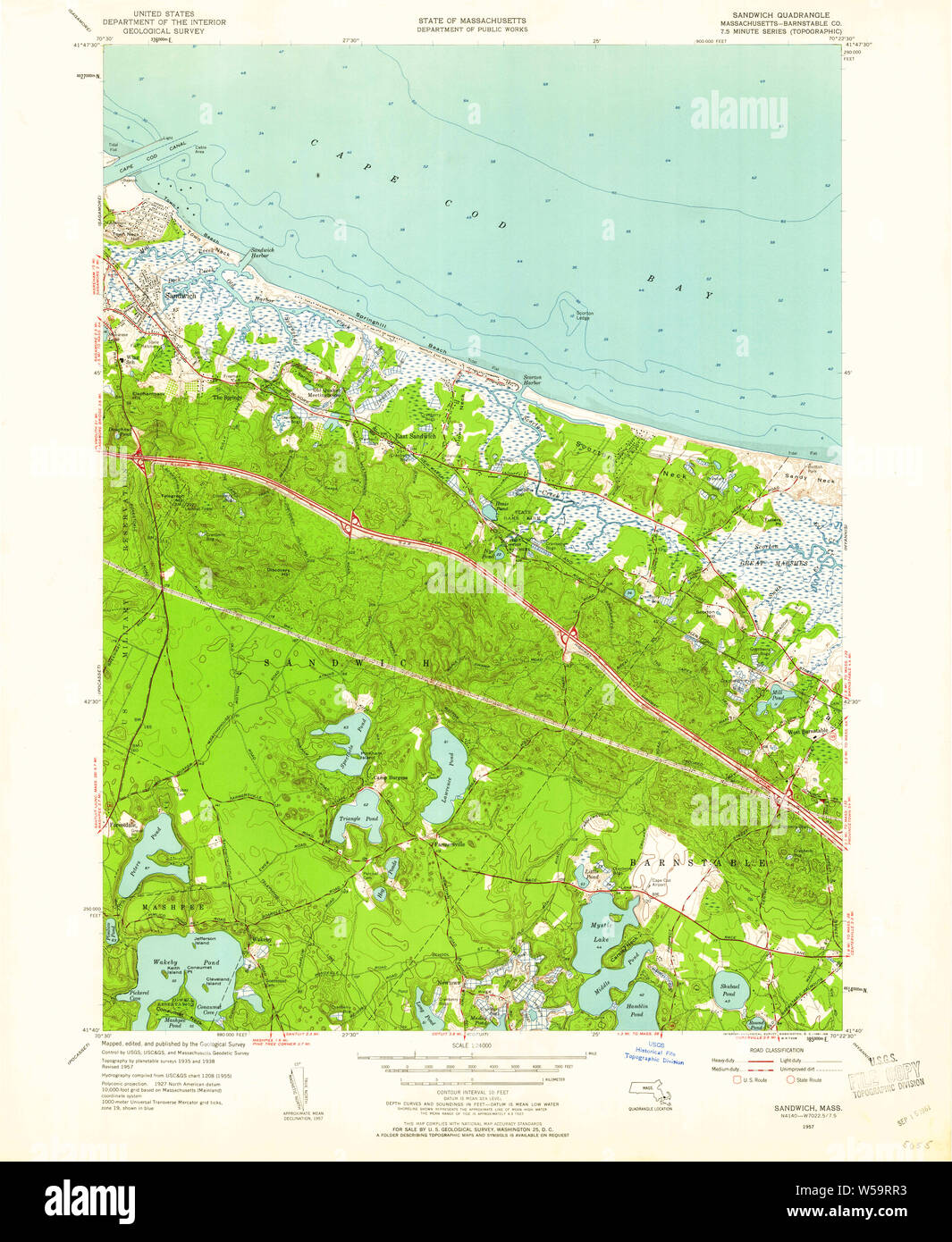 Massachusetts USGS Historical Topo Map MA Sandwich 350532 1957 24000 ...