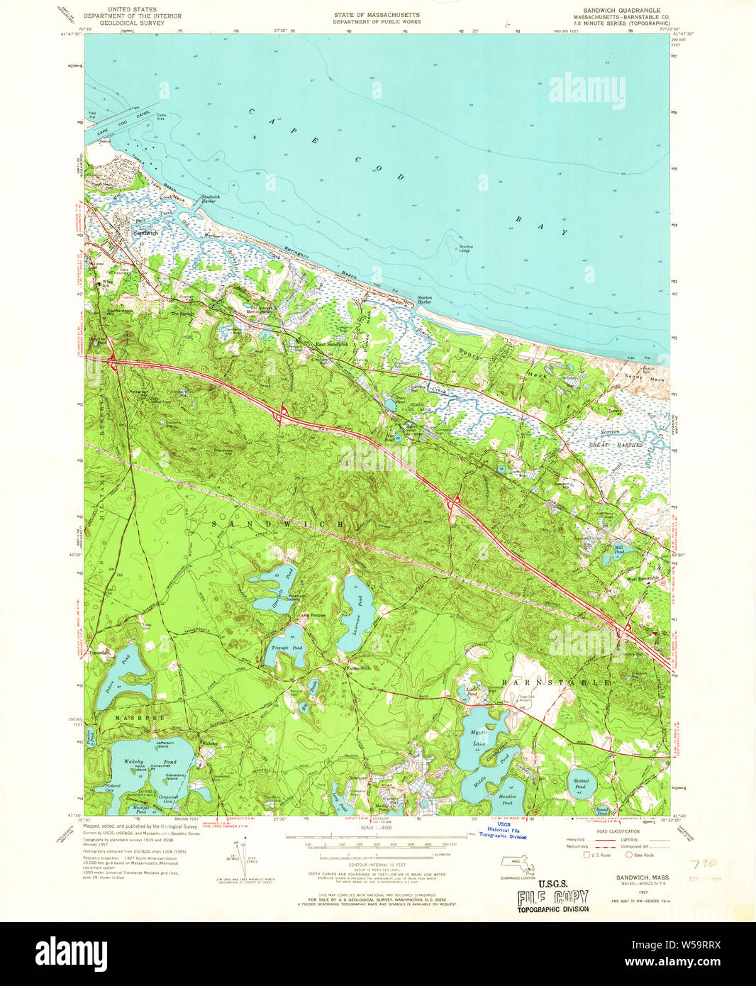 Massachusetts USGS Historical Topo Map MA Sandwich 350534 1957 24000 ...
