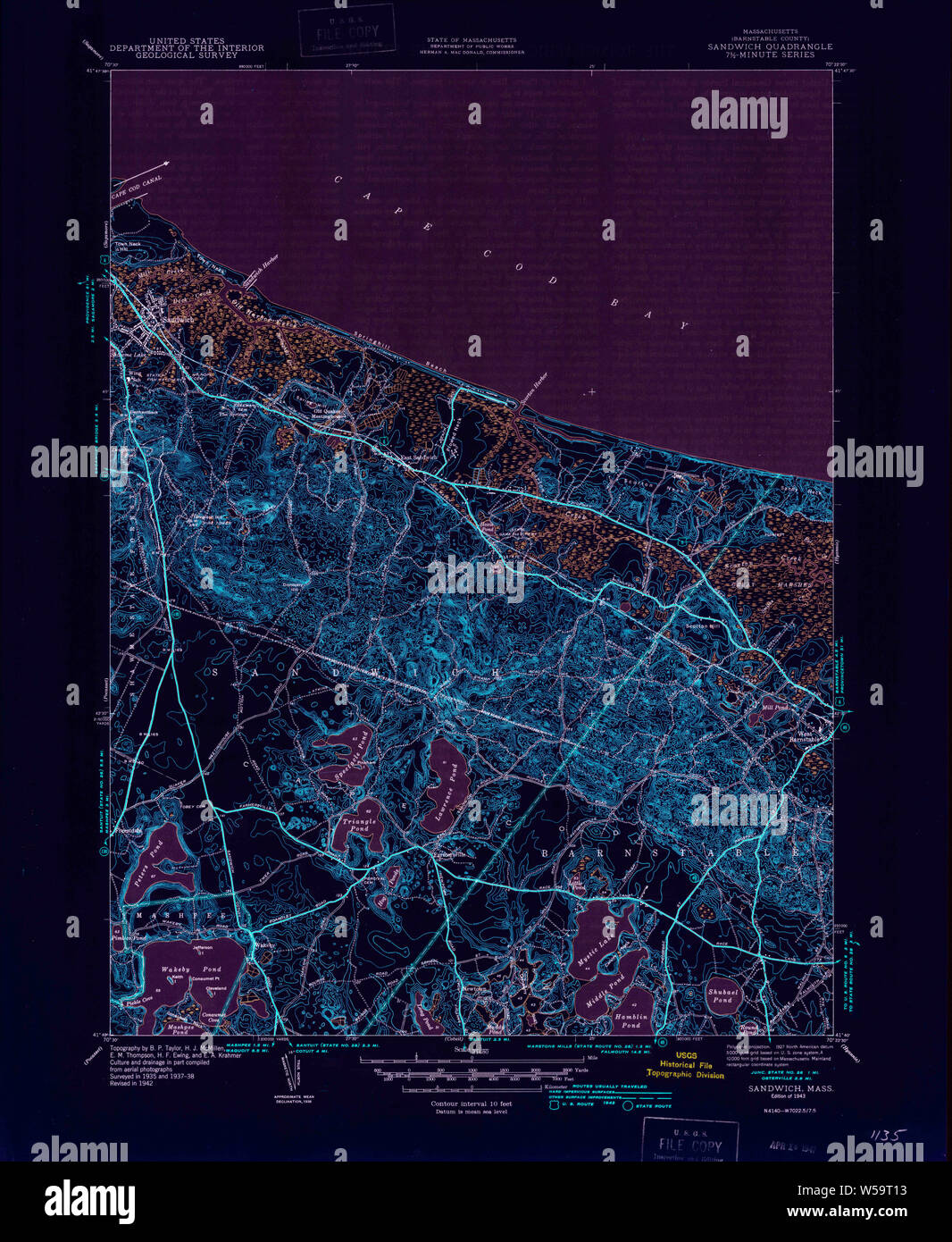 Massachusetts USGS Historical Topo Map MA Sandwich 352146 1943 31680 ...