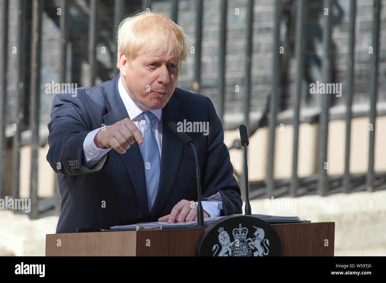 New Prime Minister Boris Johnson Waving Outside 10 Downing Street High ...