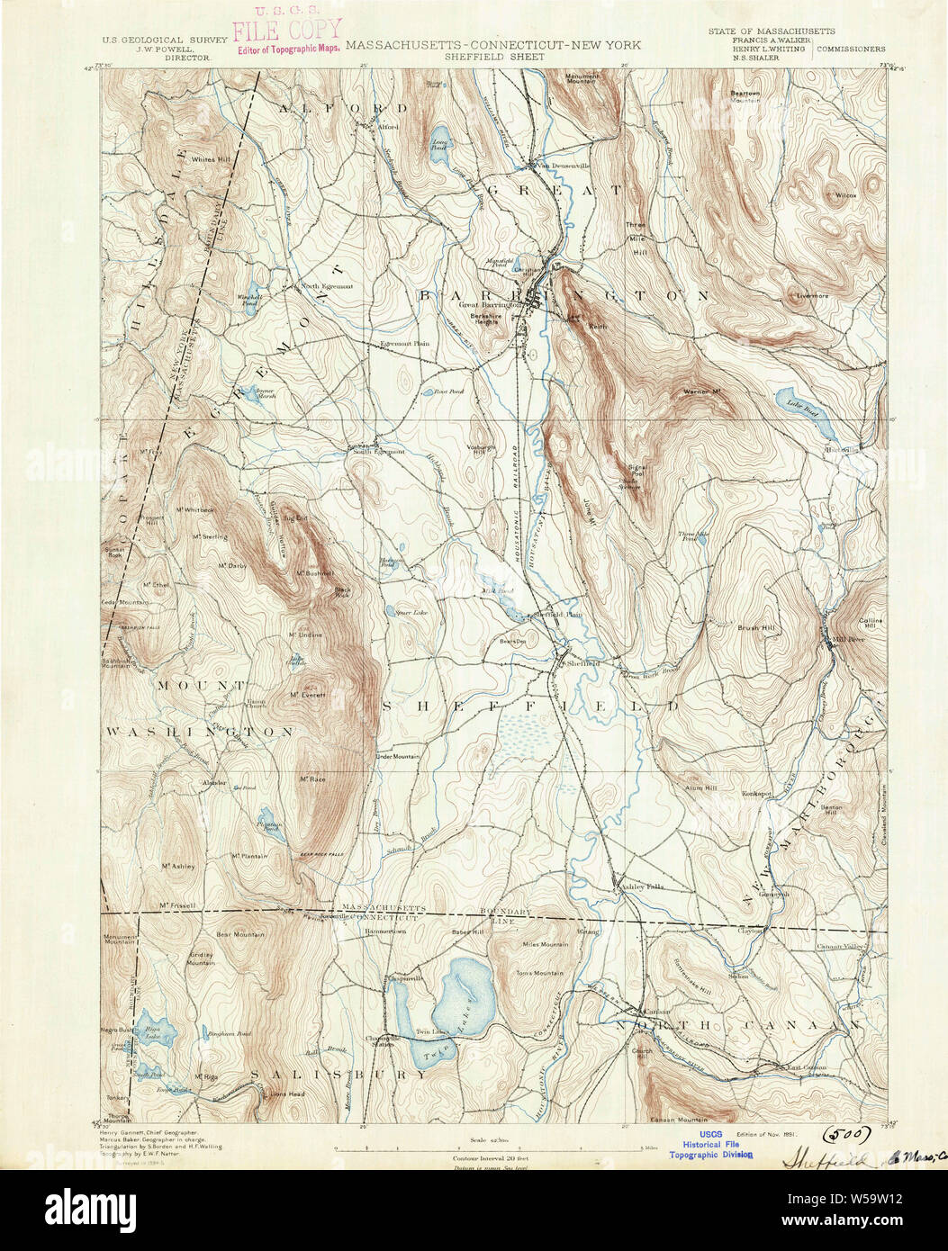 Massachusetts USGS Historical Topo Map MA Sheffield 353018 1891 62500
