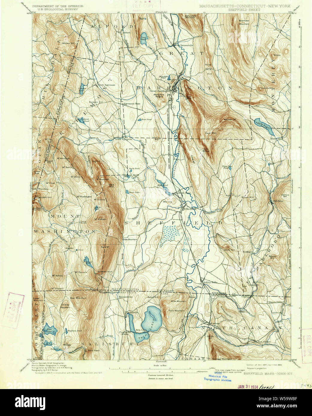Massachusetts USGS Historical Topo Map MA Sheffield 353027 1897 62500