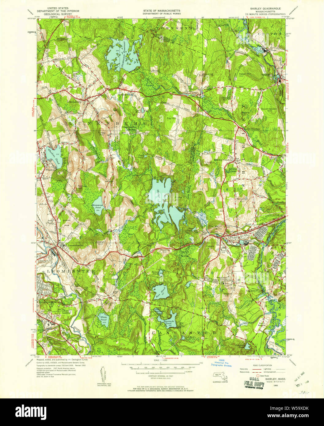 Massachusetts USGS Historical Topo Map MA Shirley 350556 1950 24000