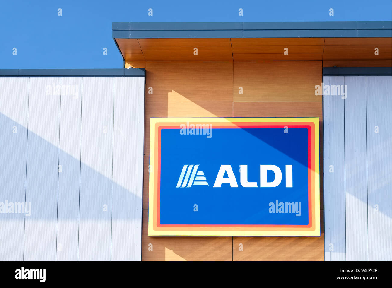 London, England / UK July 20th 2019 Aldi low cost discount grocery