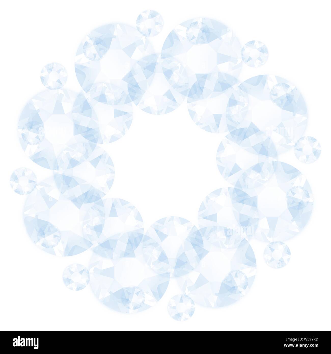 blue hand drawn mandala circle jewel pattern on white background Stock Photo