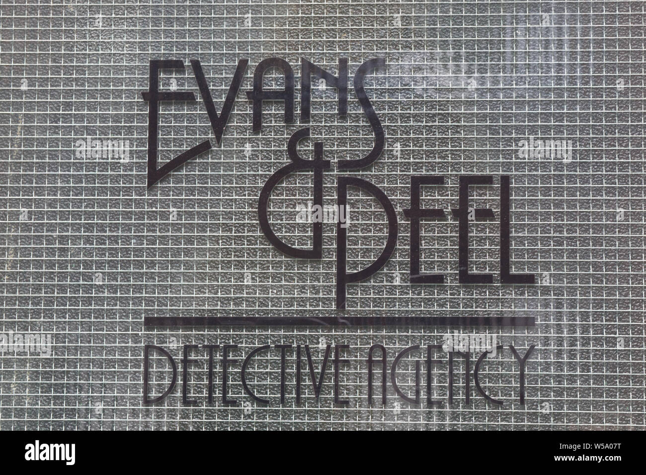 Evans and Peel Detective agency front door Stock Photo