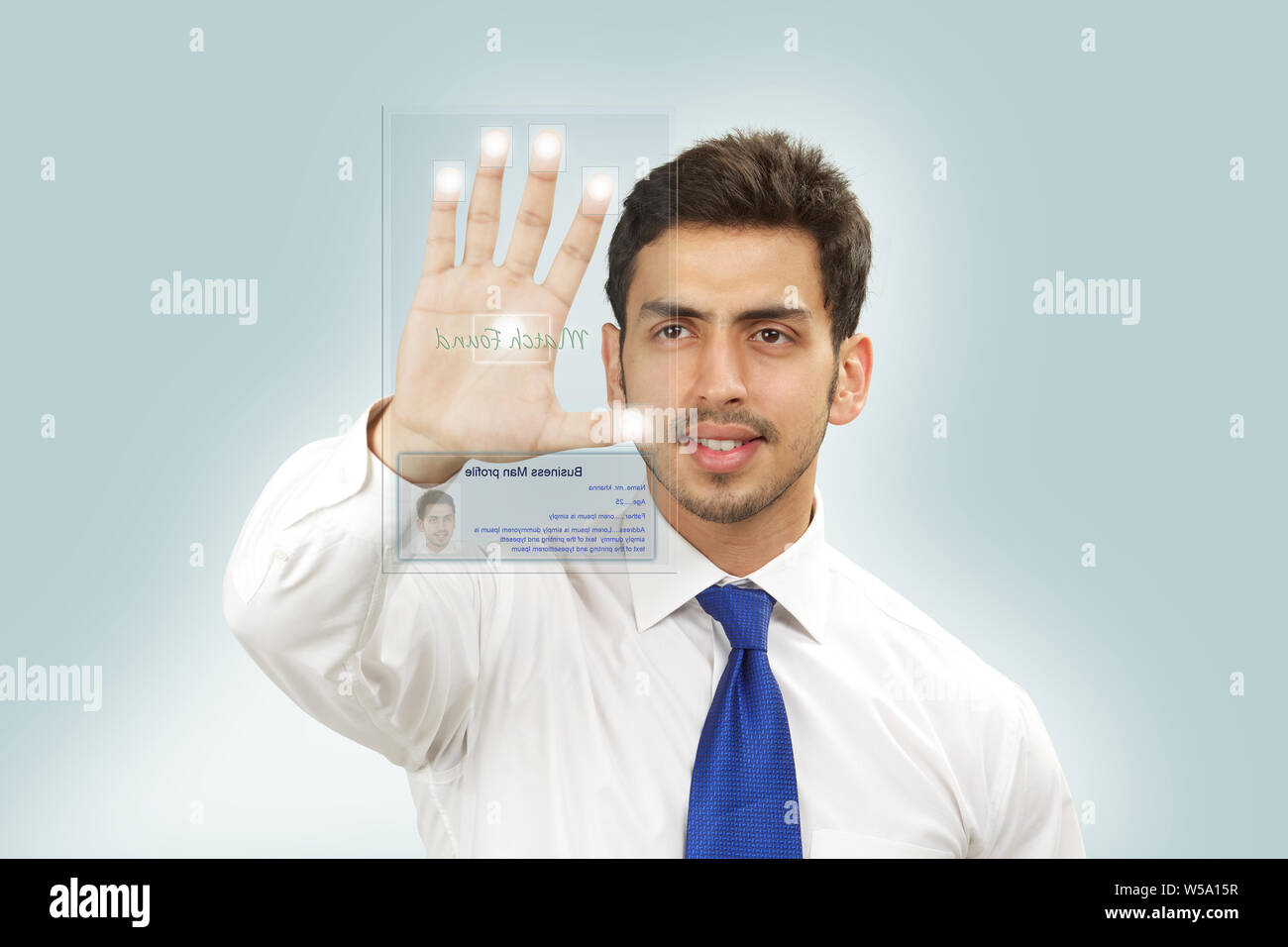 Businessman touching ID card Stock Photo