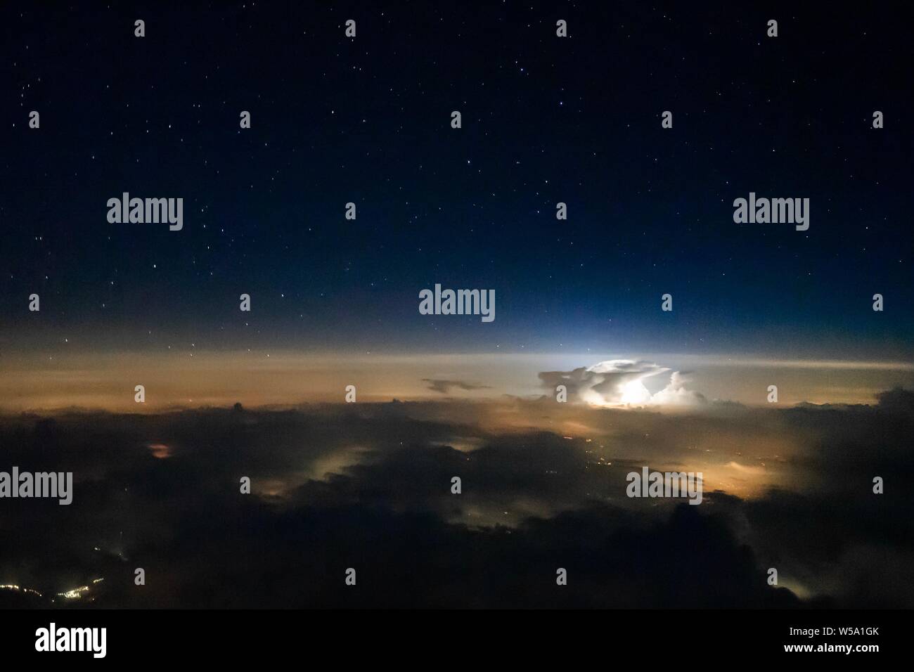 Thunderstorm with some lightning over Italy Stock Photo