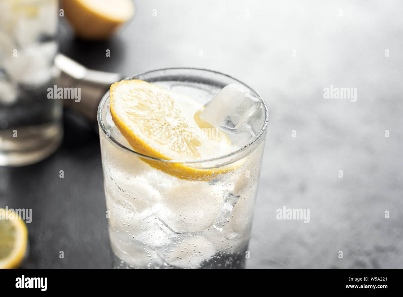 Alcohol Drink Gin Tonic Cocktail Vodka Cocktail Tom Collins Cocktail With Lemon And Ice On Rustic Black Stone Table Copy Space Top View Iced So Stock Photo Alamy,Crock Pot Chicken And Rice