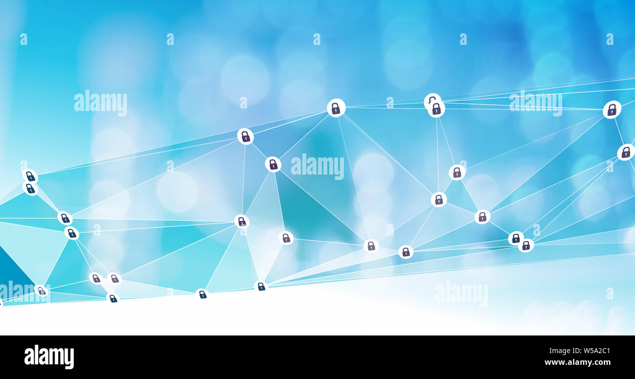 Connected padlocks abstract cyber security graphic background Stock Photo