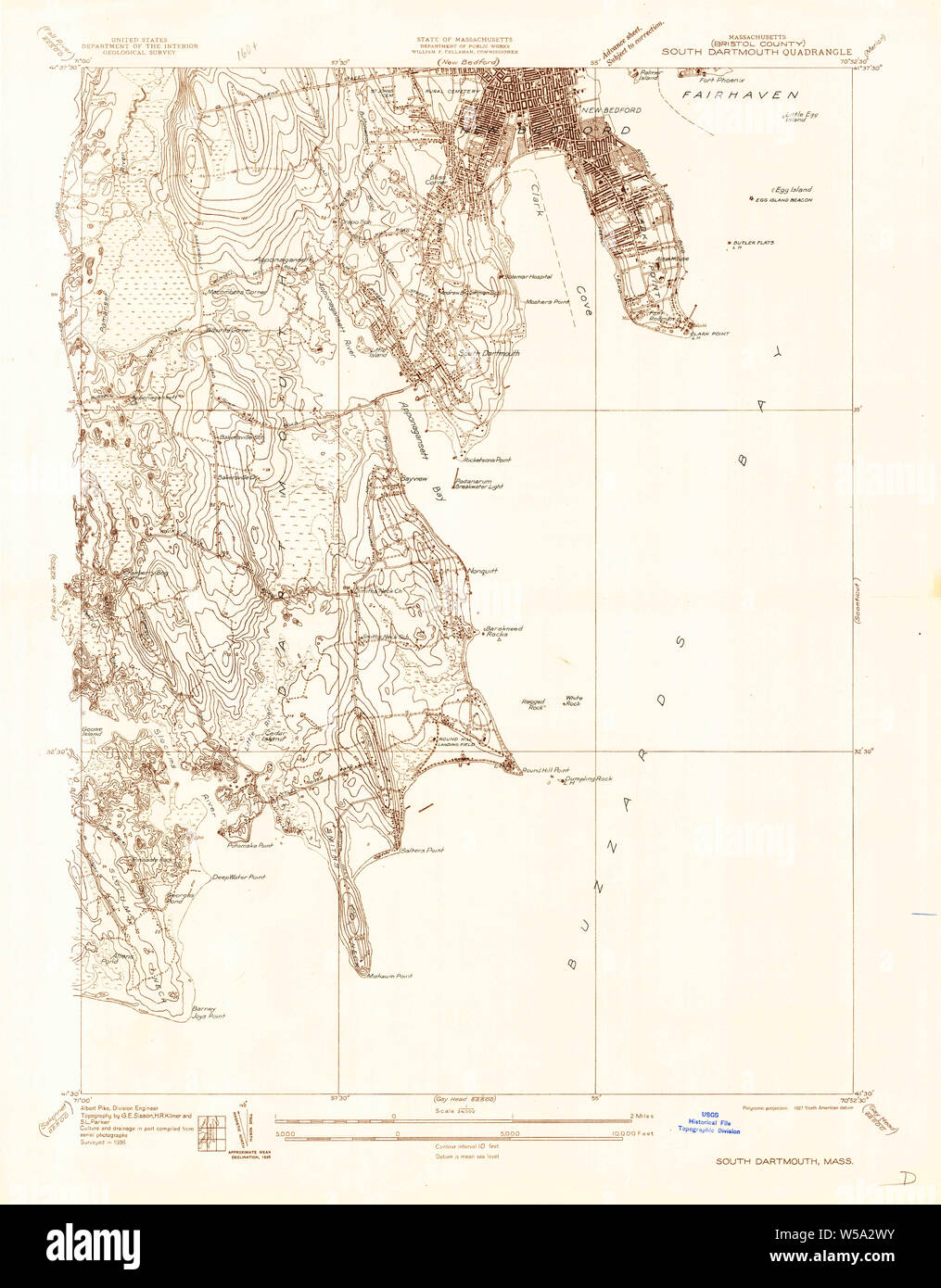 South Dartmouth Ma Map Massachusetts Usgs Historical Topo Map Ma South Dartmouth 350580 1936 24000  Restoration Stock Photo - Alamy