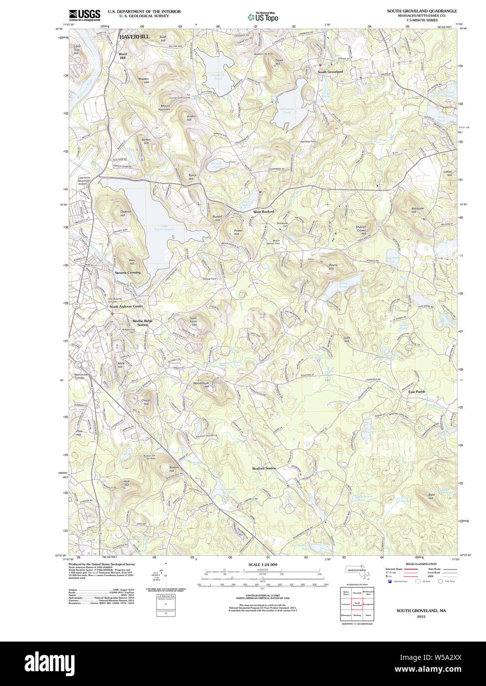 Massachusetts USGS Historical Topo Map MA South Groveland 20120606 TM