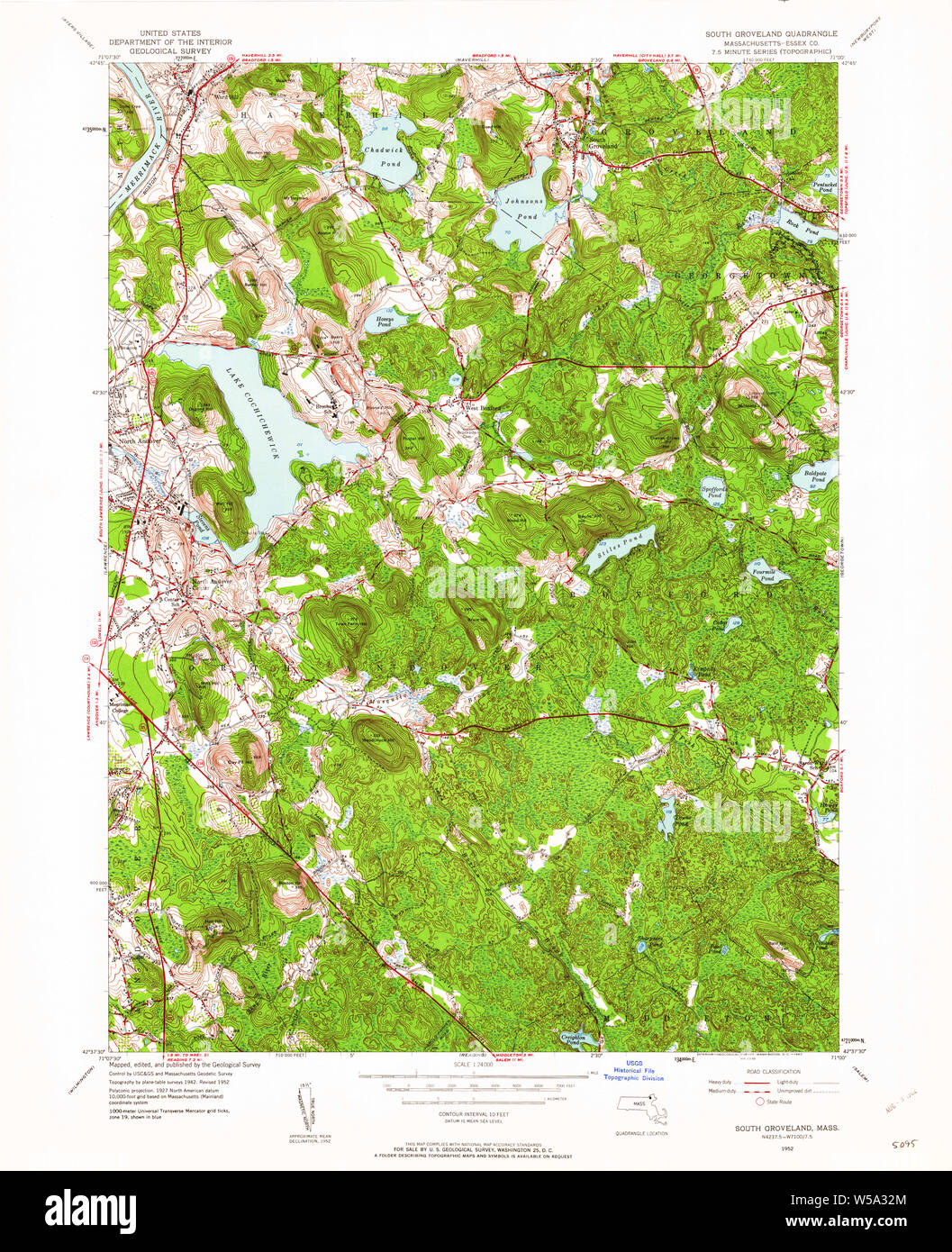 Massachusetts USGS Historical Topo Map MA South Groveland 350582 1952