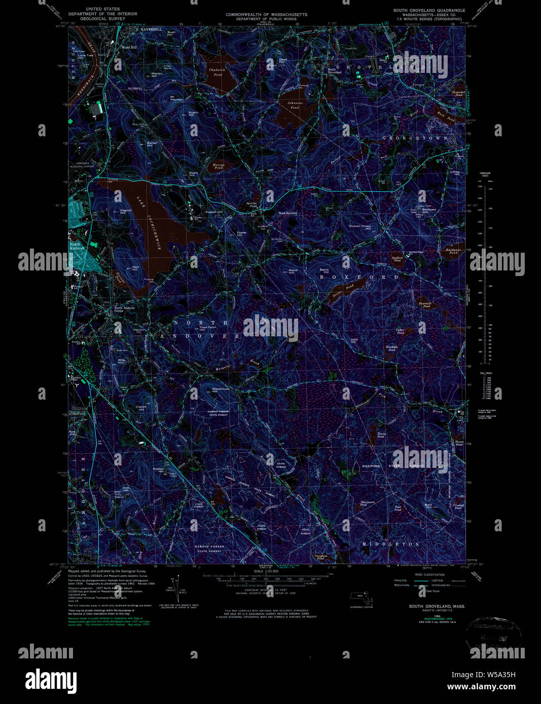 Massachusetts USGS Historical Topo Map MA South Groveland 351314 1966