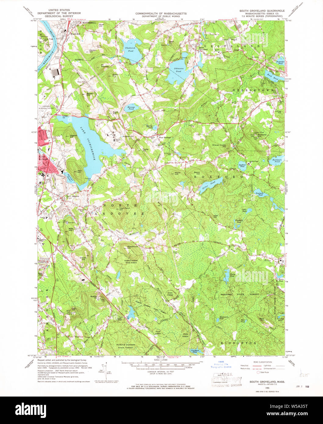 Massachusetts USGS Historical Topo Map MA South Groveland 350583 1966