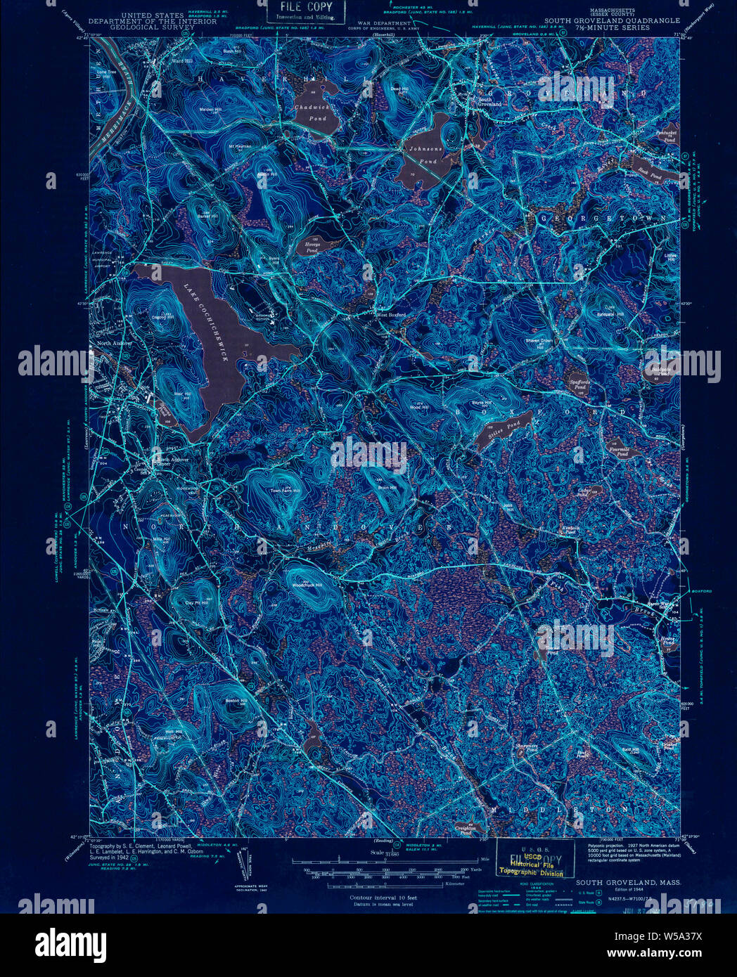 Massachusetts USGS Historical Topo Map MA South Groveland 352192 1944