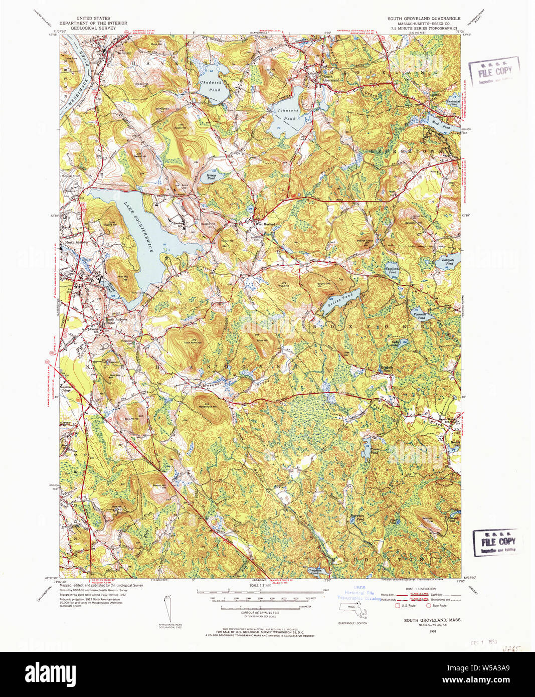Massachusetts USGS Historical Topo Map MA South Groveland 352194 1952