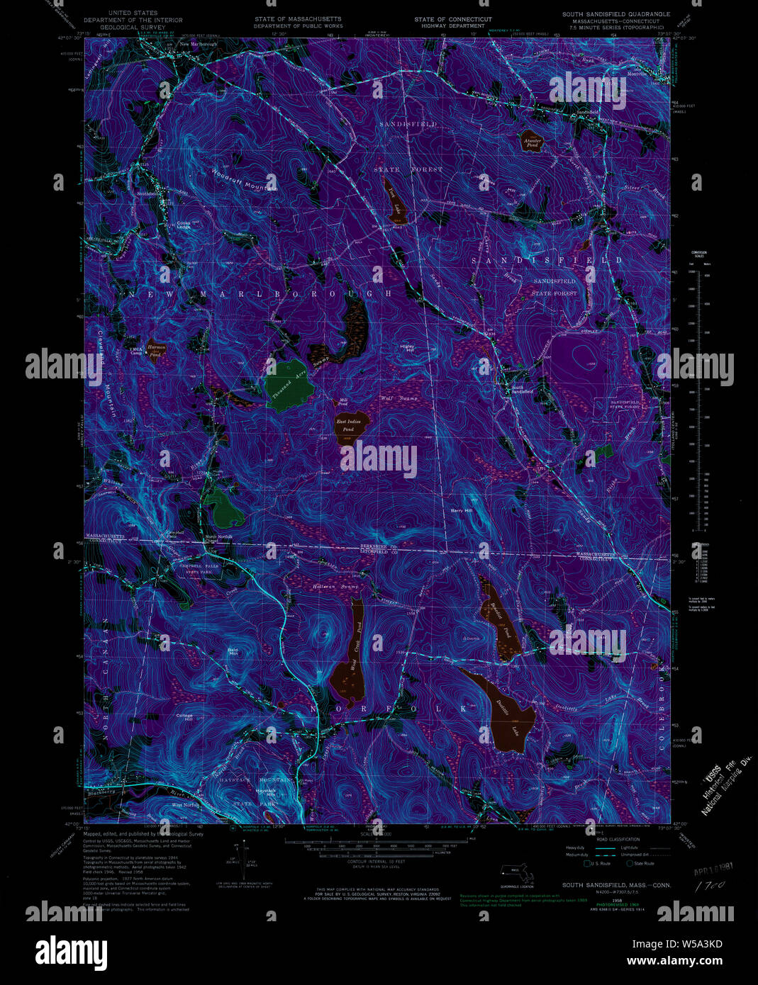 Massachusetts USGS Historical Topo Map MA South Sandisfield 350588 1958
