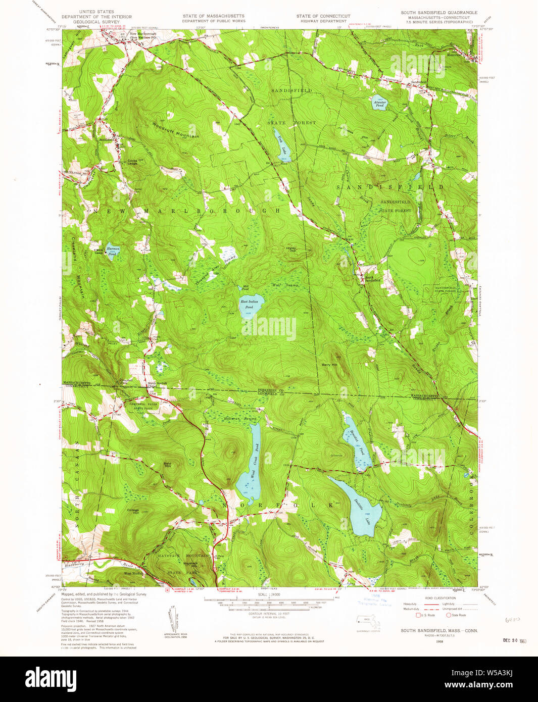 Massachusetts USGS Historical Topo Map MA South Sandisfield 350587 1958