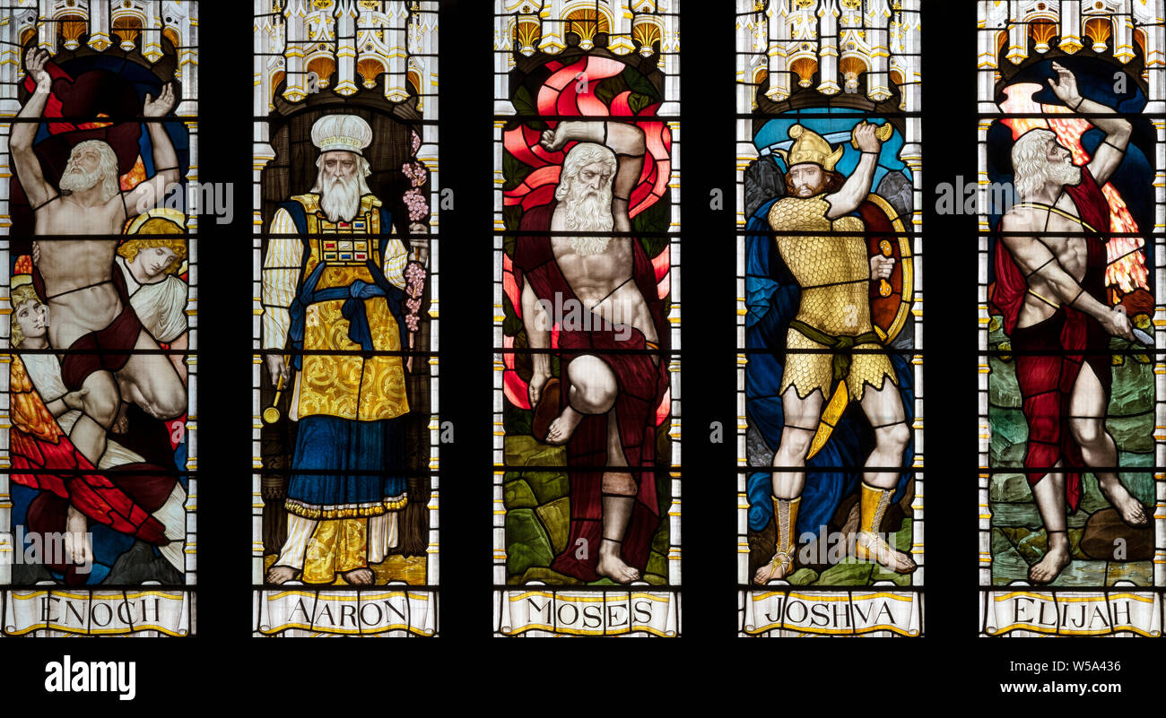 Henry Holiday's depiction (1882-3) of Five Patriarchs from the Old Testament, All Saints Church, Evesham, Worcestershire, UK Stock Photo