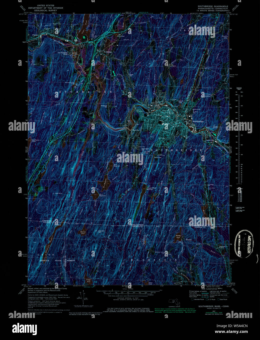 Massachusetts USGS Historical Topo Map MA Southbridge 350596 1967 24000