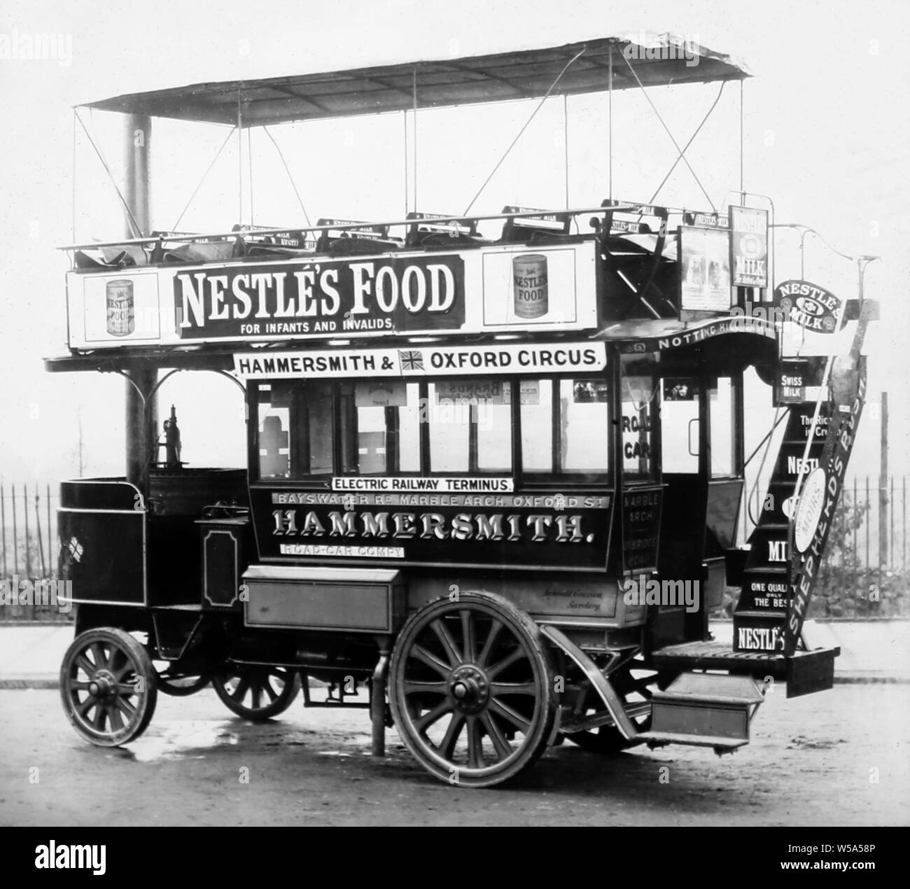 Thornycroft steam bus, London Road Car Co in 1902 Stock Photo Alamy