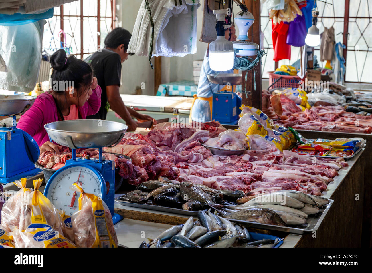 Fresh Fish and Meat For Sale On Market Day Banaue Luzon The