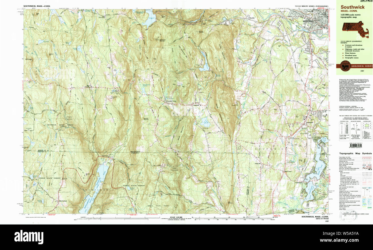 Massachusetts USGS Historical Topo Map MA Southwick 351324 1987 25000