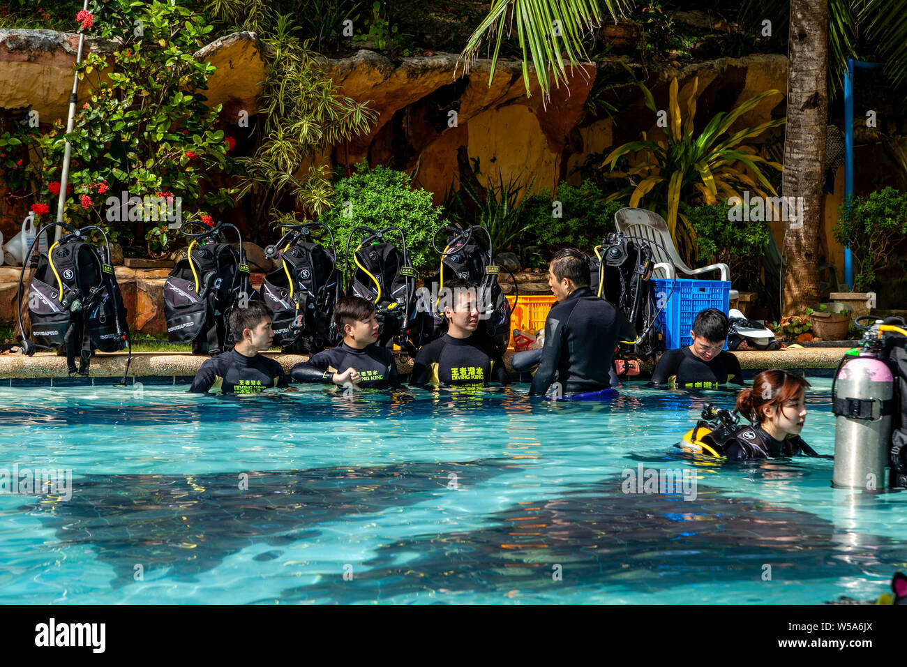 Diving Lessons In A Hotel Pool, Alona Beach, Bohol, The Philippines Stock Photo Alamy