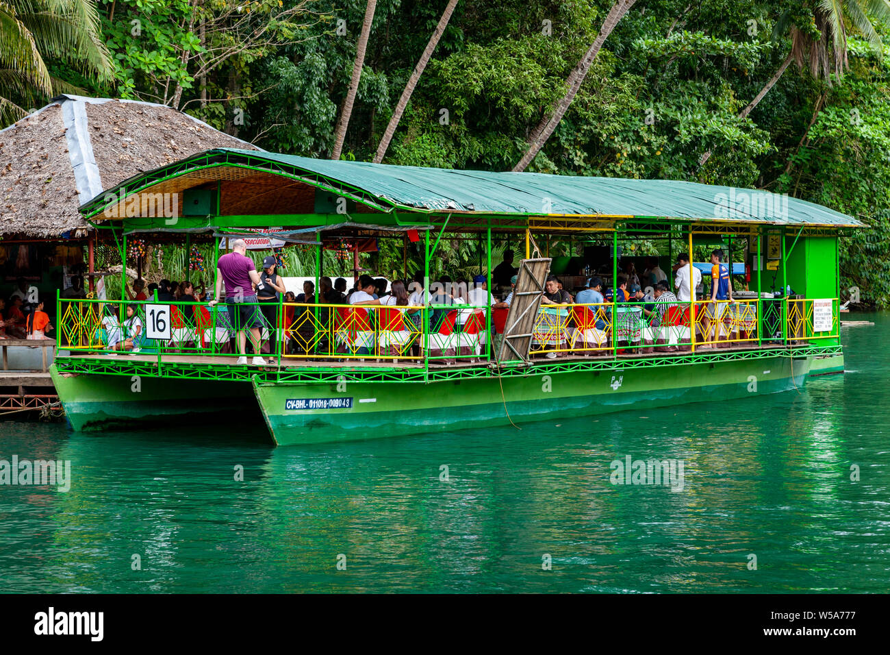 Philippines bohol floating restaurant loboc hires stock photography