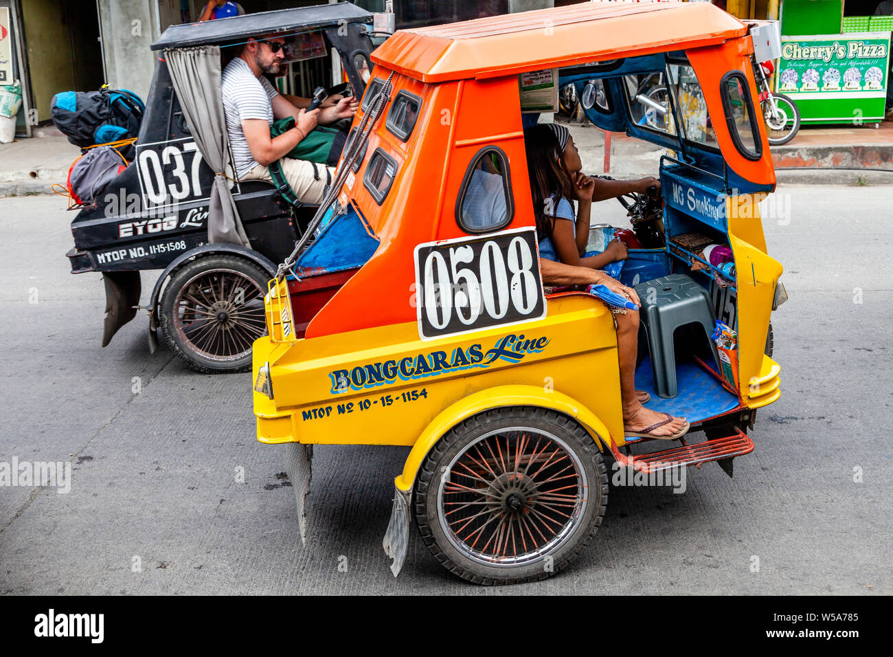 Colourful Tricycles In The Street, Tagbilaran City, Bohol, The
