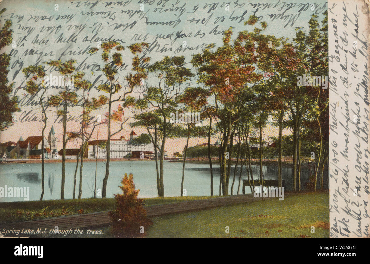 Spring Lake, New Jersey in a vintage postcard mailed in 1908, message