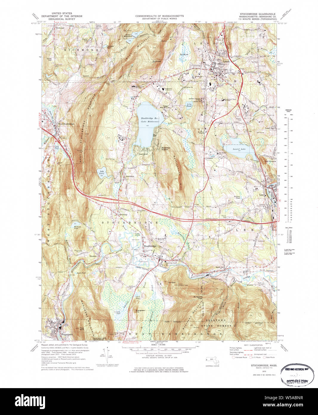 Massachusetts USGS Historical Topo Map MA Stockbridge 351350 1973 25000 ...