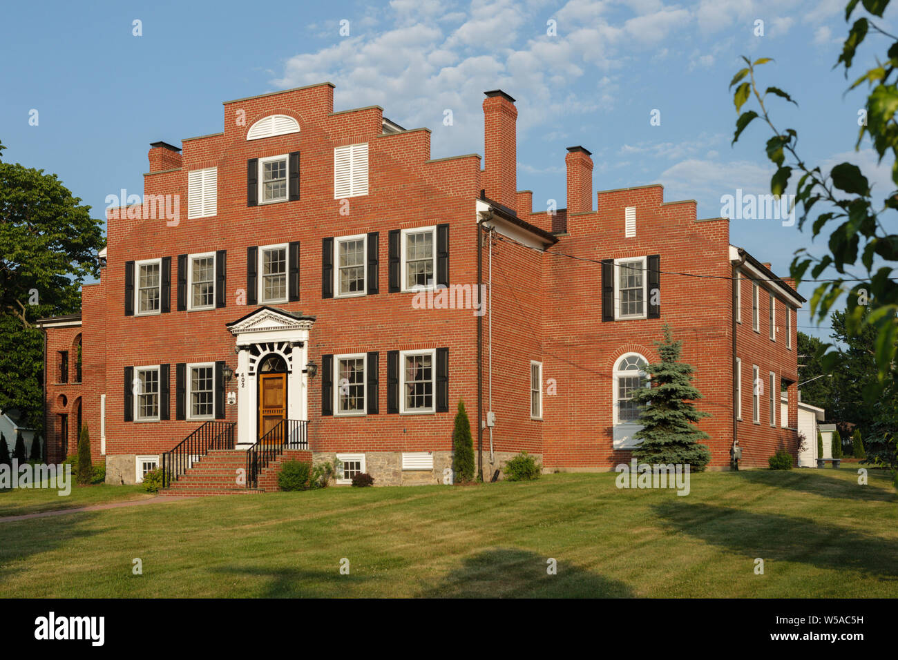 Federalist brick house, Sackets Harbor, Thousand Islands Region, Jefferson County, New York Stock Photo