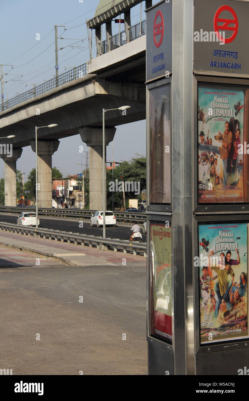 Arjangarh metro station, New Delhi, India Stock Photo