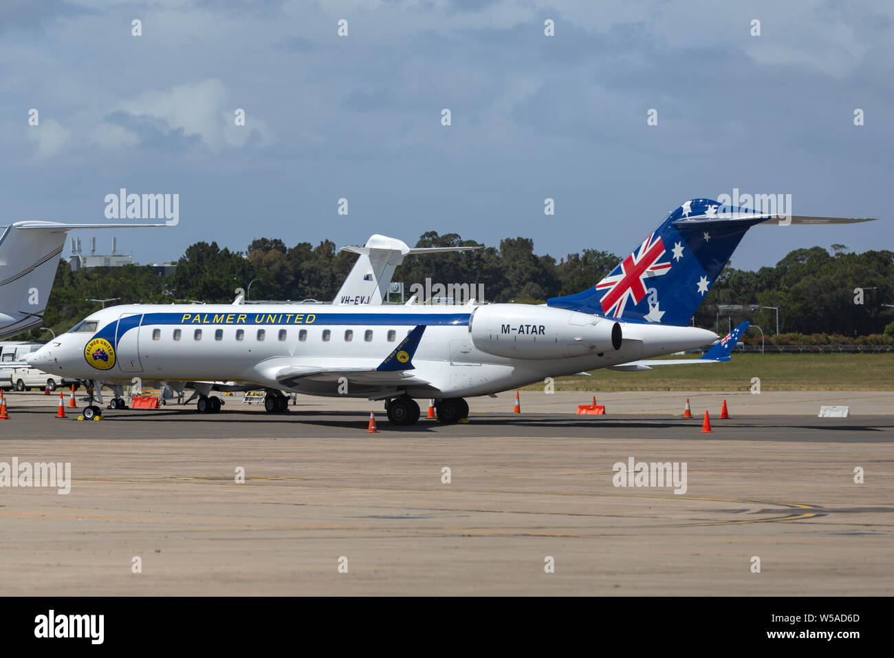 Bombardier Global 6000 private jet aircraft operated by Clive Palmer and his Palmer United Party. Stock Photo