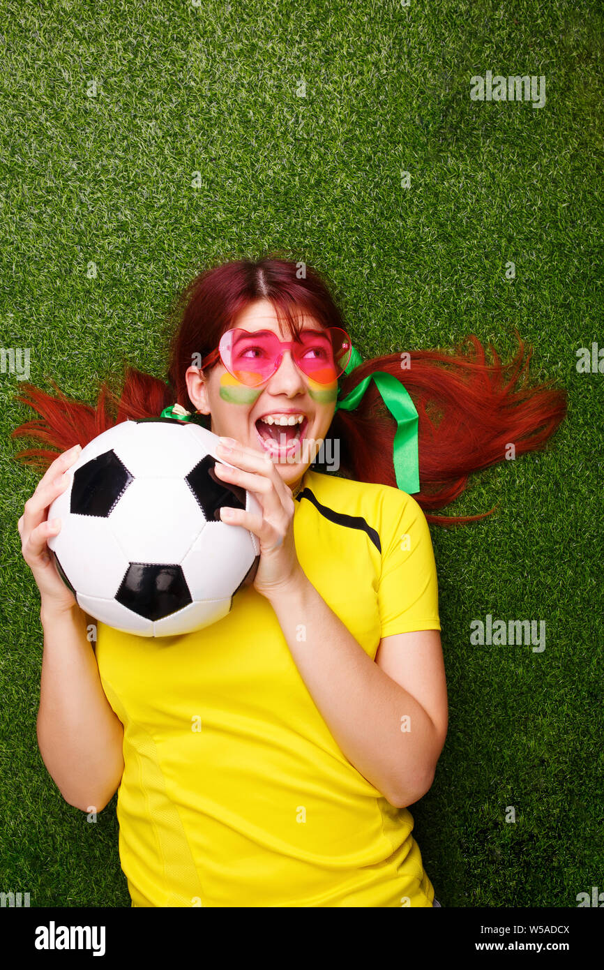 Soccer fan support their team and celebrate goal Stock Photo Alamy