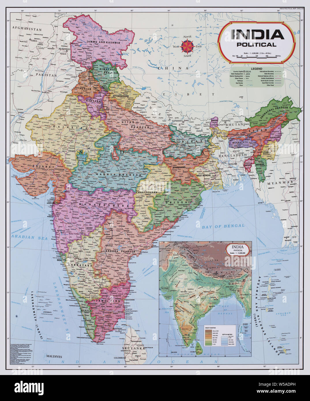 Indian Map In Kannada Political Map Of India Stock Photo - Alamy