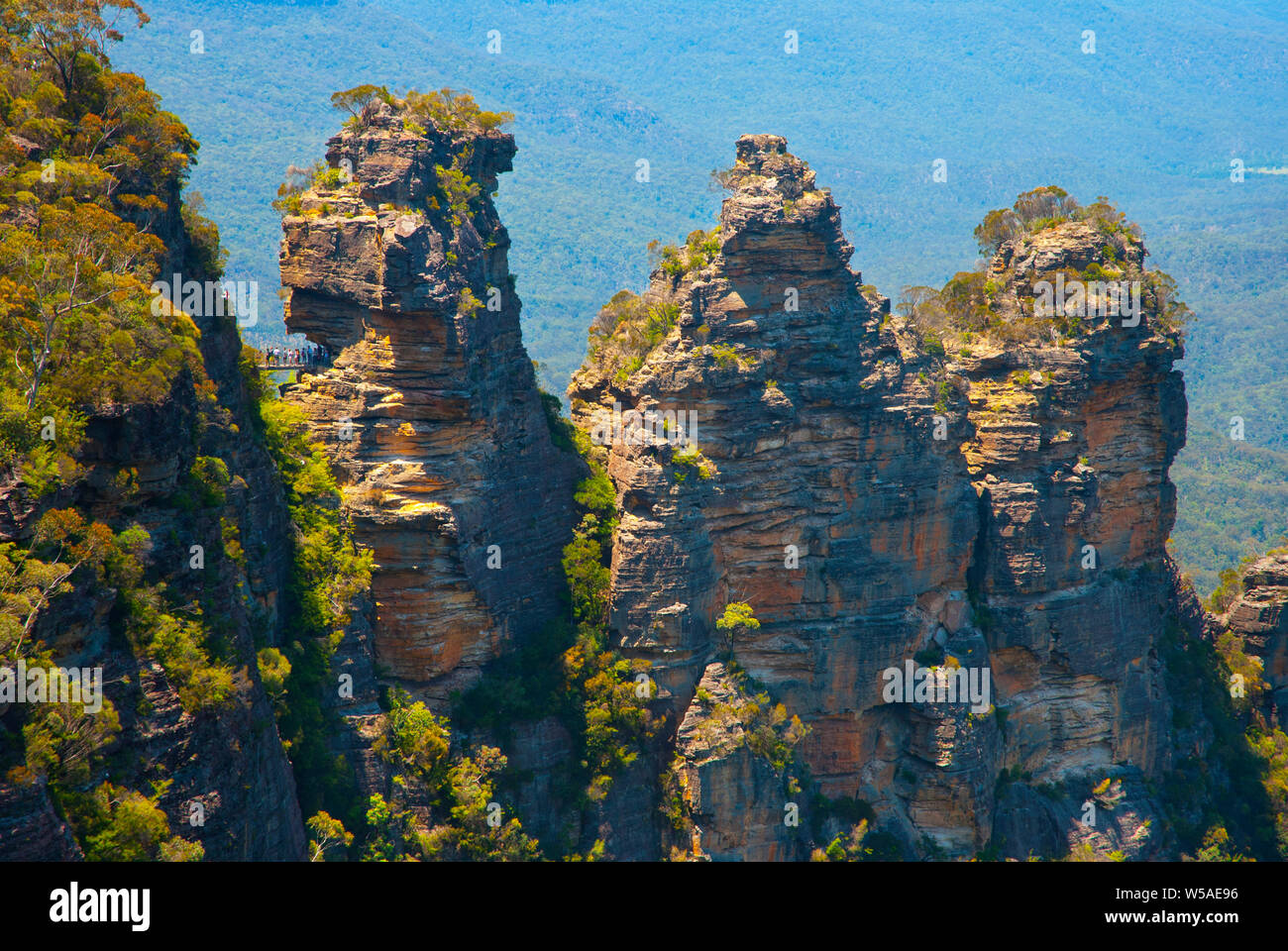 The Three Sisters rock formation in the Blue mountains, Australia Stock
