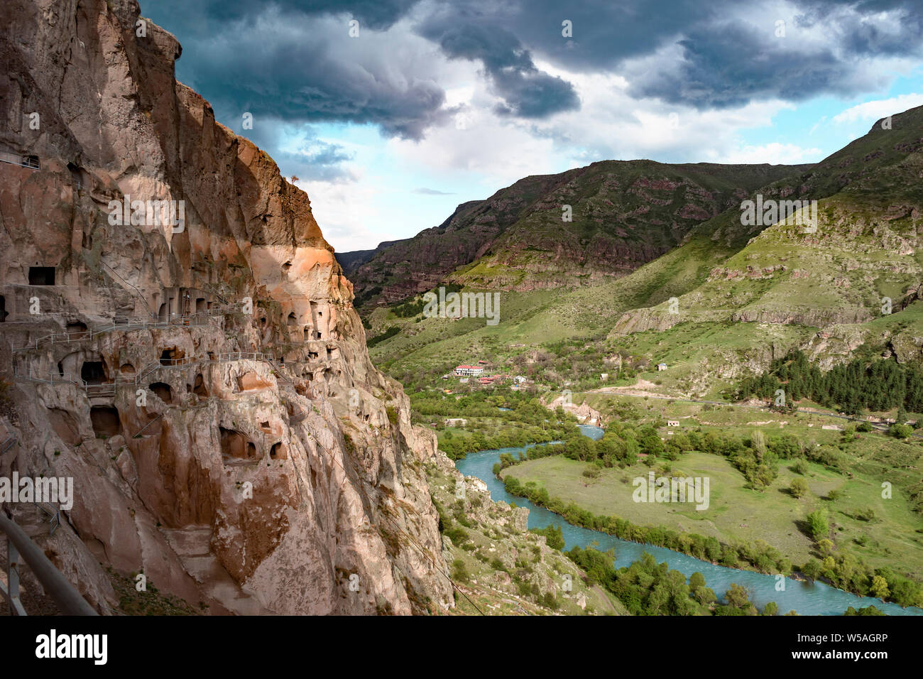 Global View, Georgia, Vardzia, Cave Fortress - Monastery, May.2017 Stock Photo