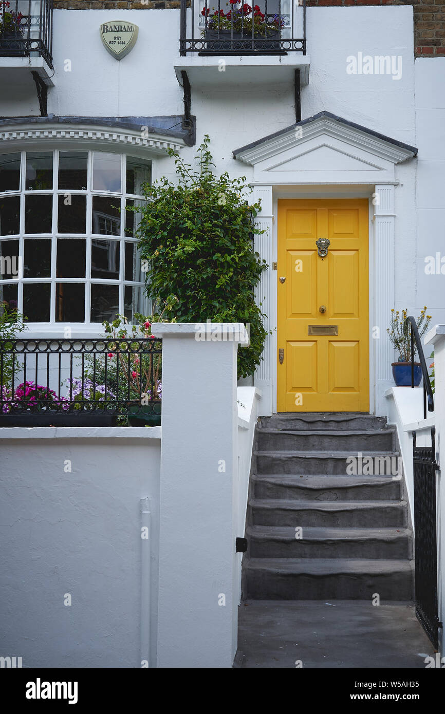 London, UK - July, 2019. Typical coloured entrance door of a Georgian Terrace in a residential area in London. Stock Photo
